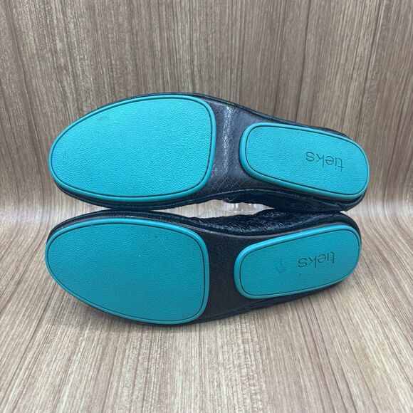 Tieks by Gavrieli Women Size 10 Foldable Ballet Flats Obsidian Black Croc Patent - Picture 6 of 16